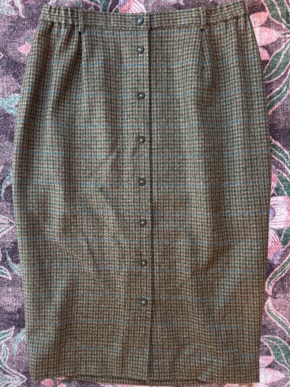 JH Collectibles vintage brown plaid button-front pencil skirt 100% wool - 18W